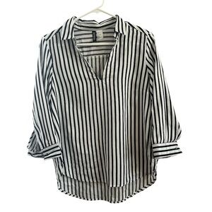 H&M striped blouse, high low, SZ 4